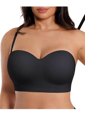 Shapellx Seamless Strapless Longline Bralette - Black NWT XL